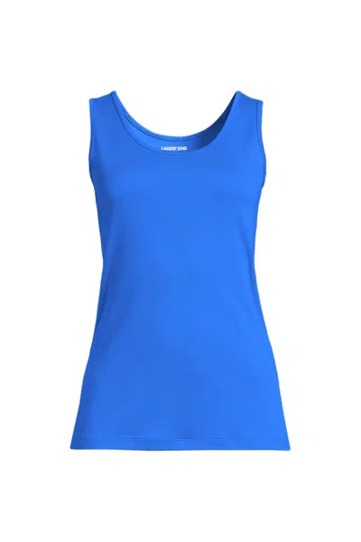 Lands' End Women's Plus Size Cotton Tank Top In Blue