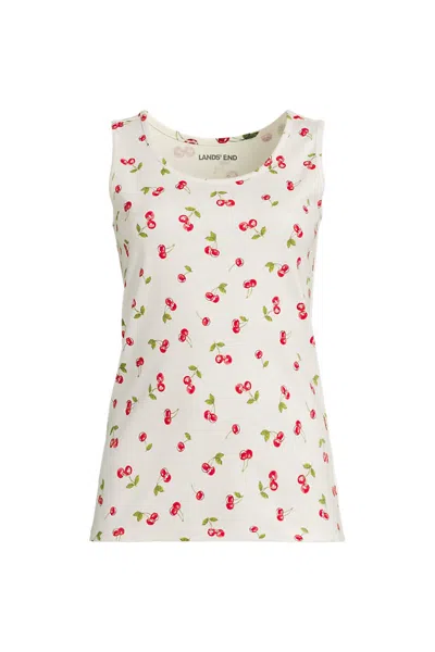 Lands' End Women's Plus Size Cotton Tank Top In White