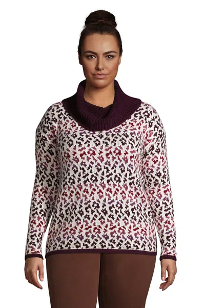 Lands' End Women's Plus Size Cozy Lofty Cowl Neck Sweater In Brown