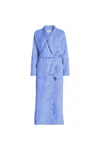 Lands' End Cozy Plush Long Wrap Robe In Blue