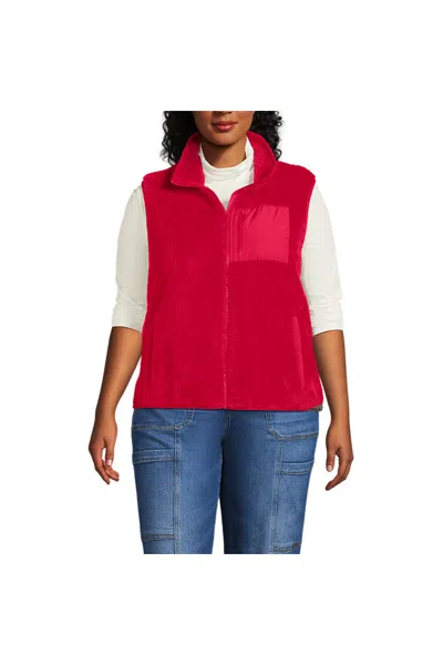 Lands' End Women's Plus Size Cozy Sherpa Fleece Vest In Pink