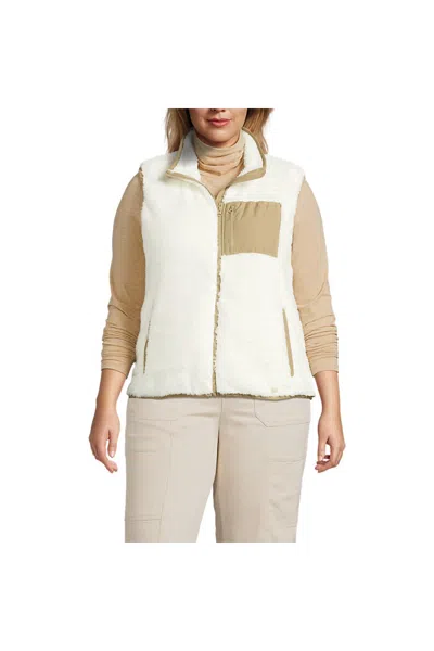 Lands' End Women's Plus Size Cozy Sherpa Fleece Vest In Multi