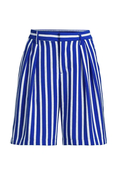 Lands' End Women's Plus Size Creaseless High Rise 8" Shorts In Blue