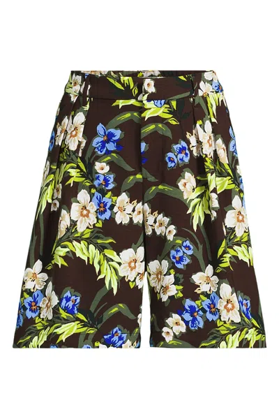 Lands' End Women's Plus Size Creaseless High Rise 8" Shorts In Multi
