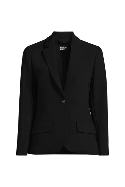 Lands' End Women's Plus Size Crepe Fluid Blazer In Black