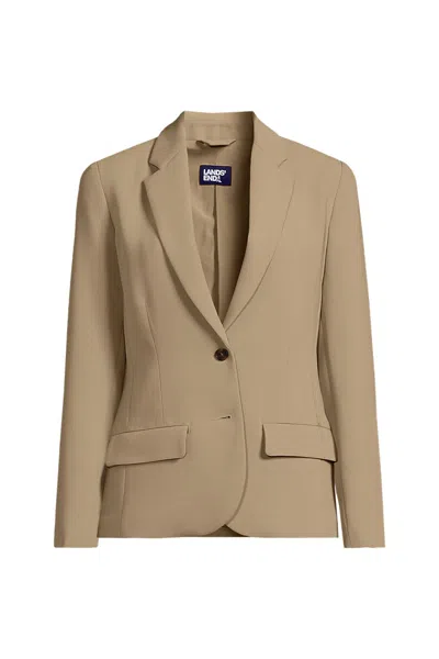 Lands' End Women's Plus Size Crepe Fluid Blazer In Multi