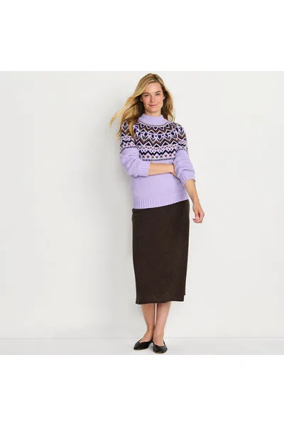 Lands' End Women's Plus Size Crinkle Midi Skirt In Purple