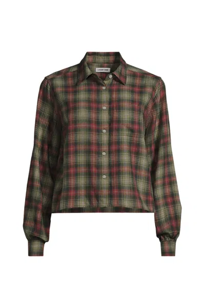 Lands' End Women's Plus Size Cropped Flannel Shirt In Multi