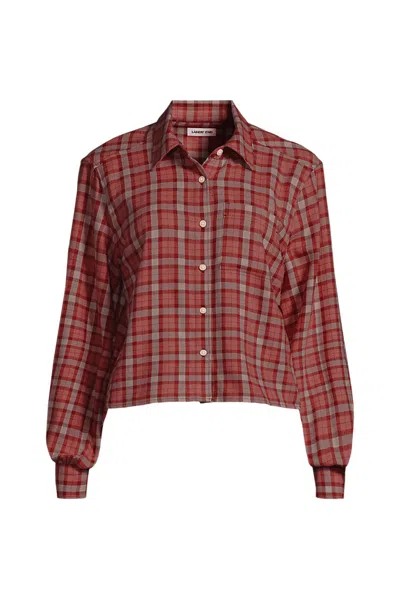 Lands' End Women's Plus Size Cropped Flannel Shirt In Multi