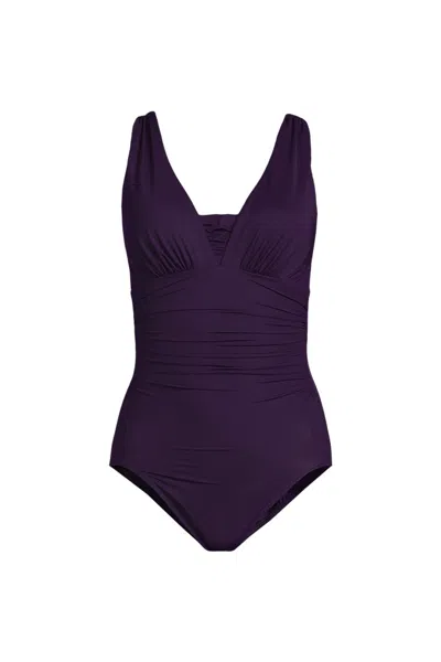 Lands' End Women's Plus Size Dd-cup Slendersuit Grecian One Piece Swimsuit In Purple