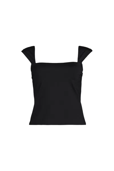 Lands' End Women's Plus Size Dd-cup Square Neck Underwire Tankini Top In Black