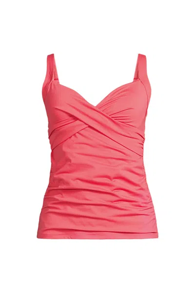 Lands' End Women's Plus Size Dd-cup Sweetheart Wrap Underwire Tankini Top In Pink