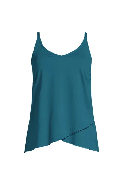 Lands' End Women's Plus Size Ddd-cup Tulip Hem Tankini Top In Green