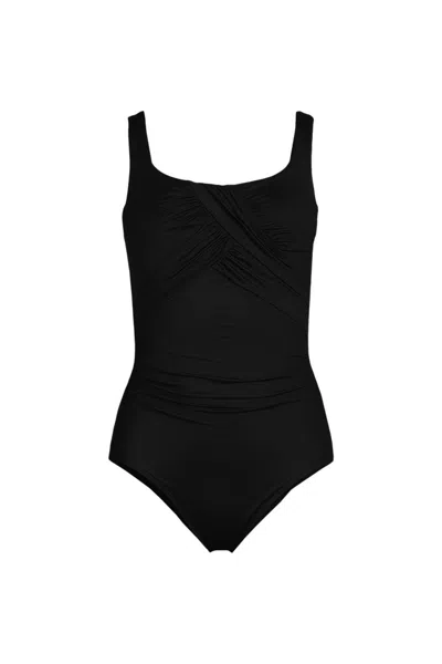 Lands' End Women's Plus Size Ddd-cup New Slendersuit Carmela Underwire One Piece Swimsuit In Black