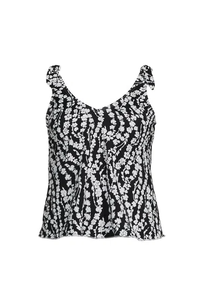 Lands' End Women's Plus Size Ddd-cup Tie Shoulder Flutter Tankini Top In Black