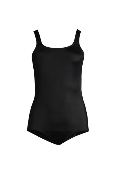 Lands' End Women's Plus Size Ddd-cup Tugless Low Leg One Piece Swimsuit In Black