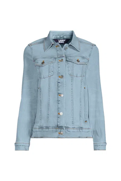 Lands' End Women's Plus Size Denim Trucker Jacket In Blue