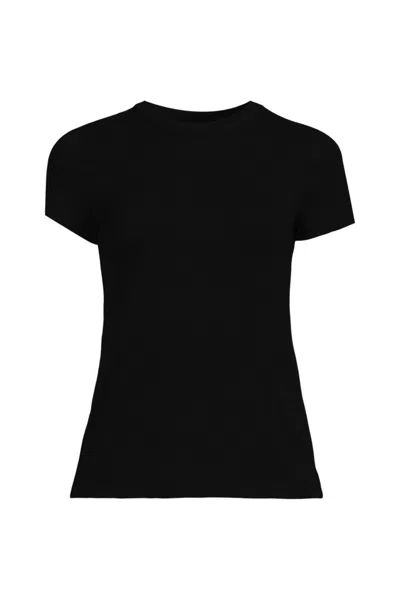 Lands' End Women's Plus Size Drapey Rib Fitted Short Sleeve Mini T-shirt In Black