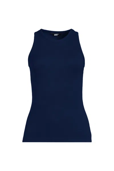 Lands' End Women's Plus Size Drapey Rib Skimming Tank Top In Blue