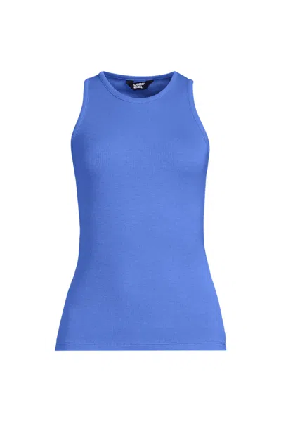 Lands' End Women's Plus Size Drapey Rib Skimming Tank Top In Blue