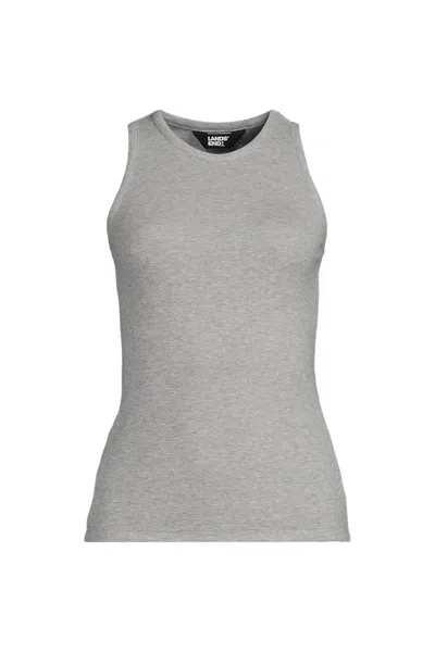 Lands' End Women's Plus Size Drapey Rib Skimming Tank Top In Gray