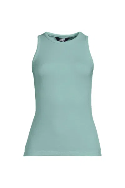 Lands' End Women's Plus Size Drapey Rib Skimming Tank Top In Blue