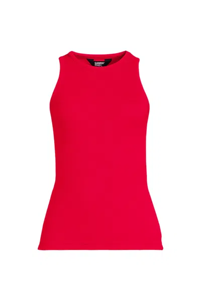Lands' End Women's Plus Size Drapey Rib Skimming Tank Top In Red