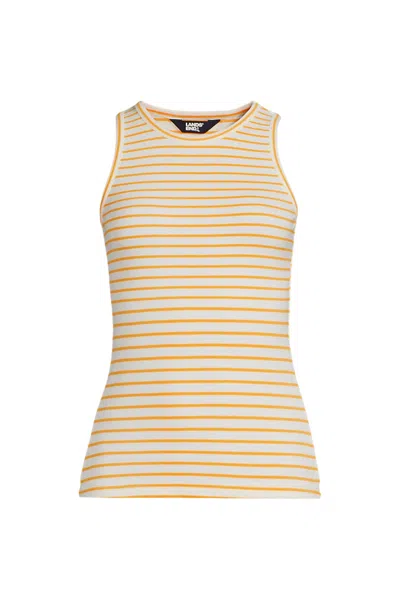 Lands' End Women's Plus Size Drapey Rib Skimming Tank Top In Brown
