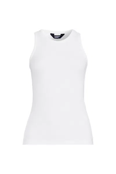 Lands' End Women's Plus Size Drapey Rib Skimming Tank Top In White