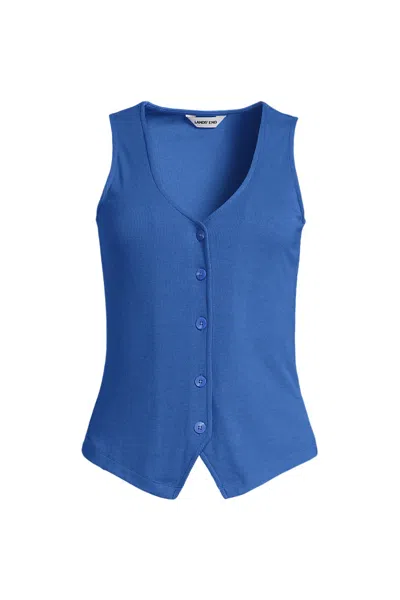 Lands' End Women's Plus Size Drapey Rib Vest In Blue