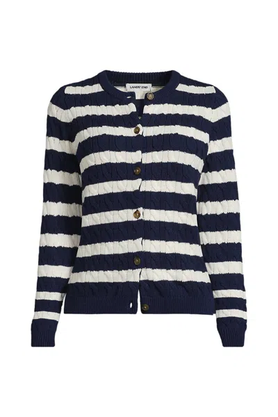 Lands' End Women's Plus Size Drifter Cable Cardigan Sweater In Multi