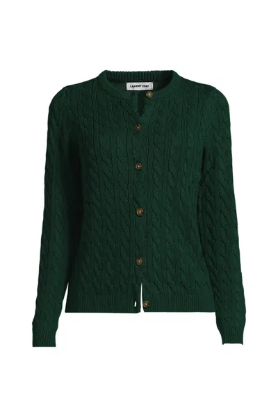 Lands' End Women's Plus Size Drifter Cable Cardigan Sweater In Green