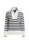 Lands' End Plus Size Drifter Cotton Quarter Zip Pullover Sweater In White