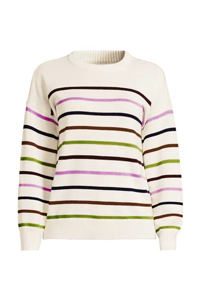 Lands' End Women's Plus Size Drifter Crew Neck Sweater In Ivory