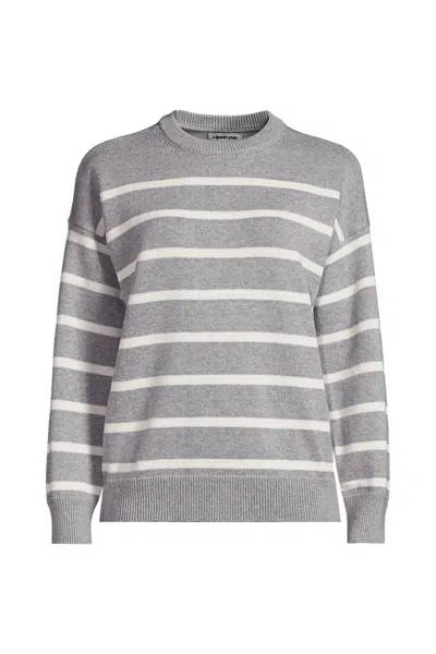 Lands' End Women's Plus Size Drifter Crew Neck Sweater In Gray