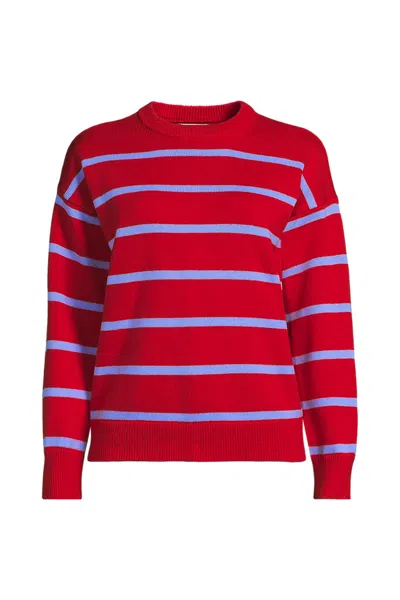 Lands' End Women's Plus Size Drifter Crew Neck Sweater In Red