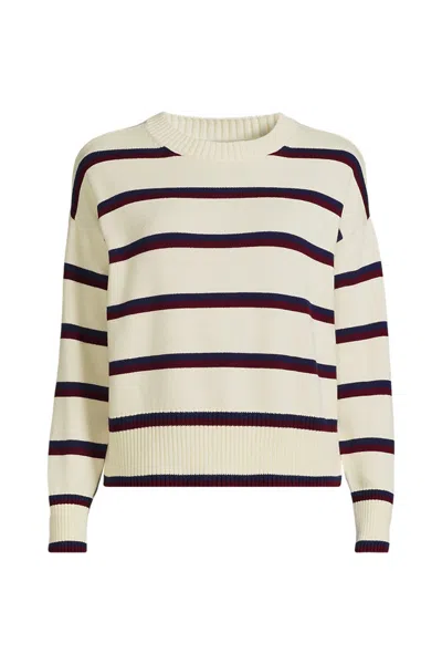 Lands' End Women's Plus Size Drifter Easy Fit Sweater In White