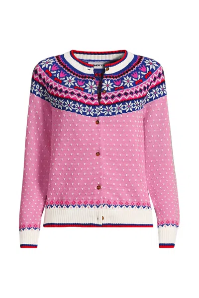 Lands' End Women's Plus Size Drifter Fair Isle Raglan Sleeve Cardigan Sweater In Multi