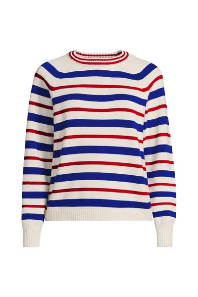 Lands' End Women's Plus Size Drifter Raglan Crew Sweater In White