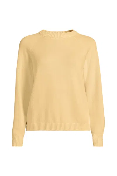 Lands' End Women's Plus Size Drifter Raglan Crew Sweater In Yellow
