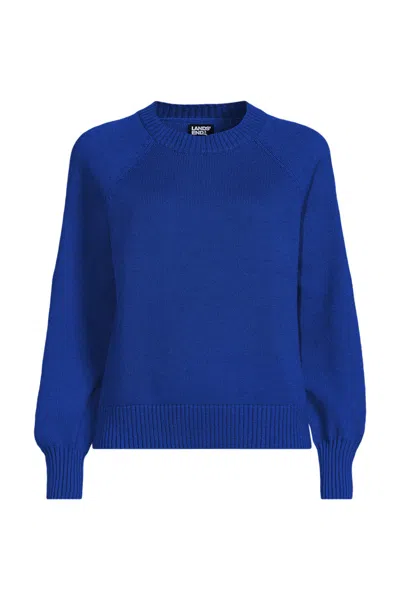 Lands' End Women's Plus Size Drifter Raglan Sleeve Easy Fit Sweater In Blue