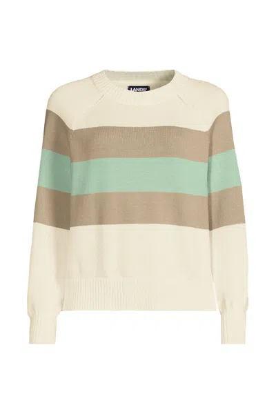 Lands' End Women's Plus Size Drifter Raglan Sleeve Easy Fit Sweater In Multi