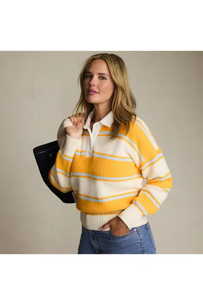 Lands' End Drifter Rugby With Woven Collar Sweater In Orange