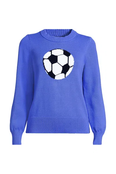 Lands' End Women's Plus Size Drifter Sports Icon Sweater In Blue