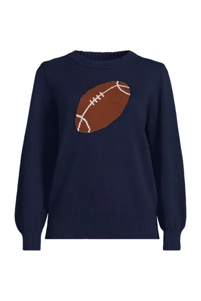 Lands' End Women's Plus Size Drifter Sports Icon Sweater In Blue