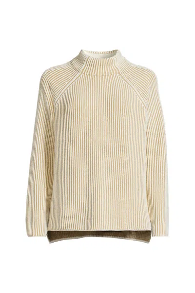 Lands' End Women's Plus Size Drifter Two Color Shaker Mock Neck Sweater In Brown