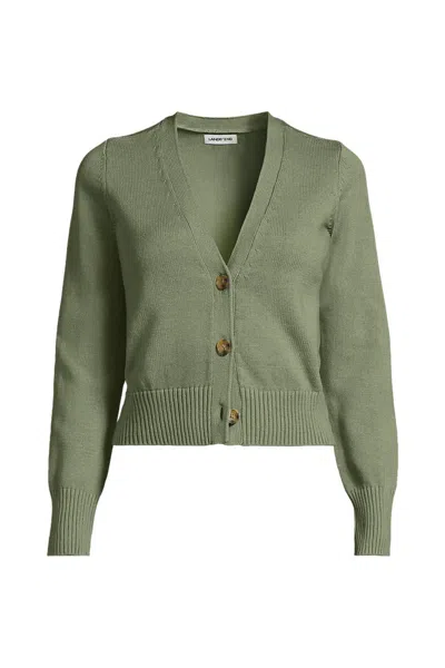 Lands' End Women's Plus Size Drifter Vneck Dress Cardigan Sweater In Green