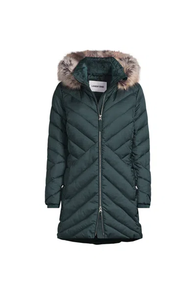 Lands' End Women's Plus Size Featherfree Cozy Fleece Lined Winter Coat In Green