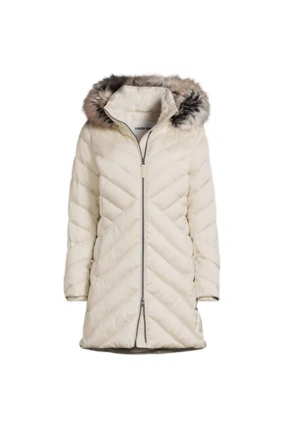 Lands' End Women's Plus Size Featherfree Cozy Fleece Lined Winter Coat In Neutral
