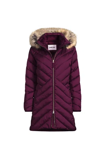 Lands' End Women's Plus Size Featherfree Cozy Fleece Lined Winter Coat In Purple